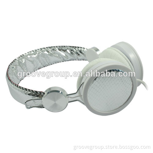 Silver color headphone, can be made with PU, fabric, Jeans, etc, high quality headphone